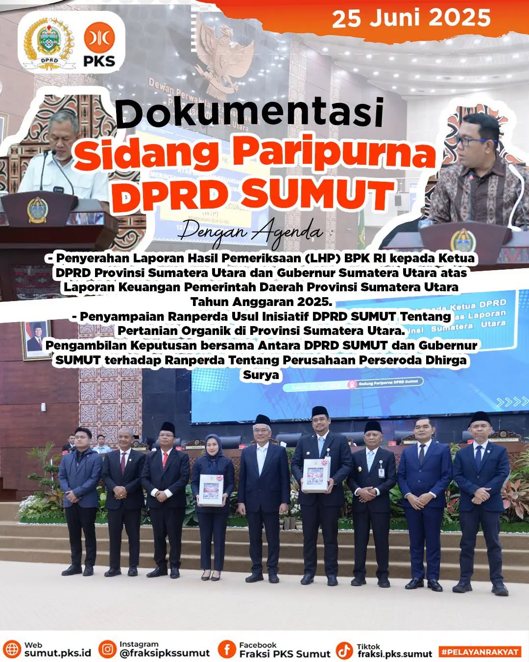 Hadiri Paripurna DPRD Sumut, Fraksi PKS Apresiasi WTP dan Dorong Pertanian Organik